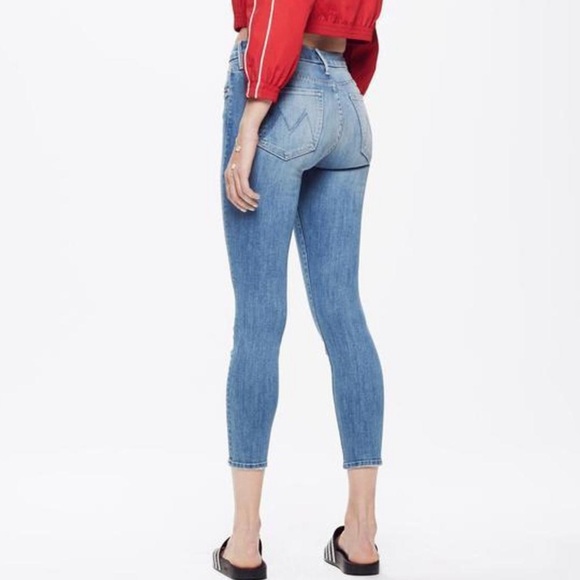 MOTHER LOOKER LIGHT BLUE WELL PLAYED MID RISE ANKLE CROP SKINNY STRETCHY JEANS - Picture 2 of 10